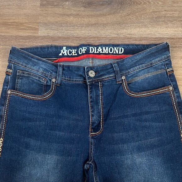 Ace Of Diamond Embroider Pocket Western Cowboy Jeans 36 - Picture 5 of 13